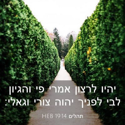 Picture 03 - תהלים 19:14 HEB - יהיו לרצון אמרי פי והגיון - Bible Verse Picture