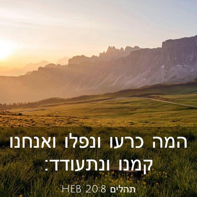 Picture 03 - תהלים 20:8 HEB - המה כרעו ונפלו ואנחנו קמנו - Bible Verse Picture