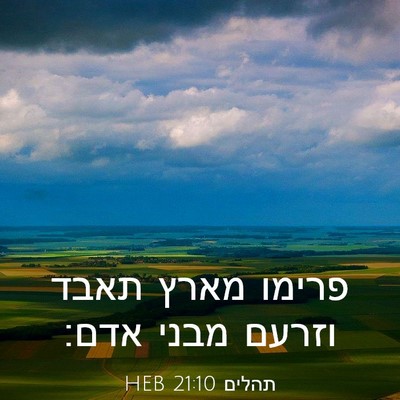 Picture 03 - תהלים 21:10 HEB - פרימו מארץ תאבד וזרעם מבני - Bible Verse Picture