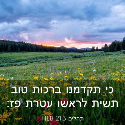 Picture 03 - תהלים 21:3 HEB - כי תקדמנו ברכות טוב תשית - Bible Verse Picture