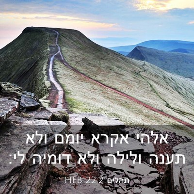 Picture 03 - תהלים 22:2 HEB - אלהי אקרא יומם ולא תענה - Bible Verse Picture