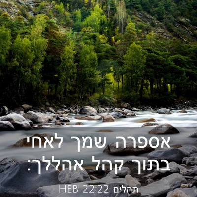Picture 03 - תהלים 22:22 HEB - אספרה שמך לאחי בתוך קהל - Bible Verse Picture