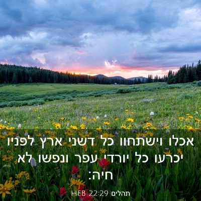 Picture 03 - תהלים 22:29 HEB - אכלו וישתחוו כל דשני ארץ - Bible Verse Picture