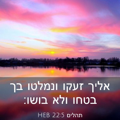 Picture 03 - תהלים 22:5 HEB - אליך זעקו ונמלטו בך בטחו - Bible Verse Picture