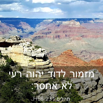 Picture 03 - תהלים 23:1 HEB - מזמור לדוד יהוה רעי לא - Bible Verse Picture