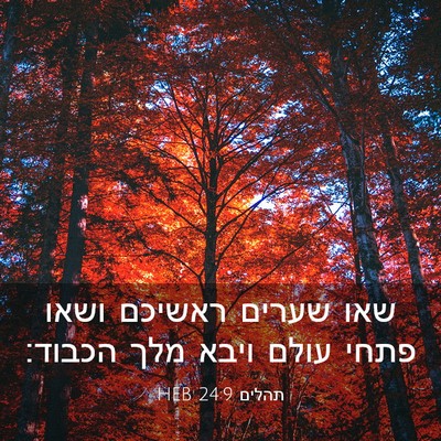 Picture 03 - תהלים 24:9 HEB - שאו שערים ראשיכם ושאו פתחי - Bible Verse Picture