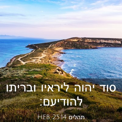 Picture 03 - תהלים 25:14 HEB - סוד יהוה ליראיו ובריתו - Bible Verse Picture