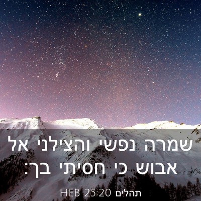Picture 03 - תהלים 25:20 HEB - שמרה נפשי והצילני אל אבוש - Bible Verse Picture