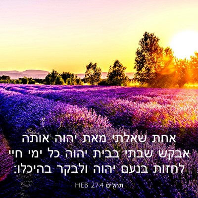 Picture 03 - תהלים 27:4 HEB - אחת שאלתי מאת יהוה אותה - Bible Verse Picture