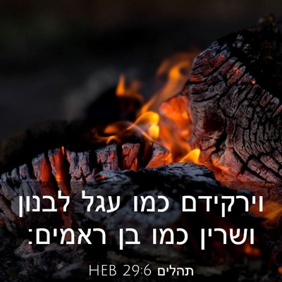 Picture 03 - תהלים 29:6 HEB - וירקידם כמו עגל לבנון - Bible Verse Picture