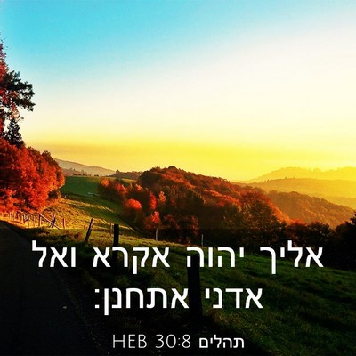 Picture 03 - תהלים 30:8 HEB - אליך יהוה אקרא ואל אדני - Bible Verse Picture