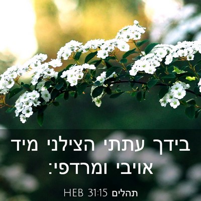 Picture 03 - תהלים 31:15 HEB - בידך עתתי הצילני מיד אויבי - Bible Verse Picture