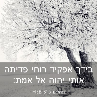 Picture 03 - תהלים 31:5 HEB - בידך אפקיד רוחי פדיתה אותי - Bible Verse Picture