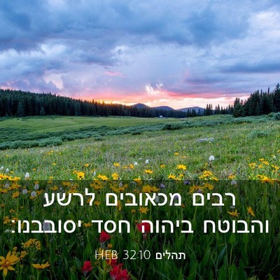 Picture 03 - תהלים 32:10 HEB - רבים מכאובים לרשע והבוטח - Bible Verse Picture