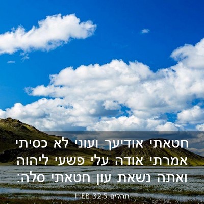 Picture 03 - תהלים 32:5 HEB - חטאתי אודיעך ועוני לא - Bible Verse Picture