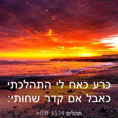 Picture 03 - תהלים 35:14 HEB - כרע כאח לי התהלכתי כאבל אם - Bible Verse Picture