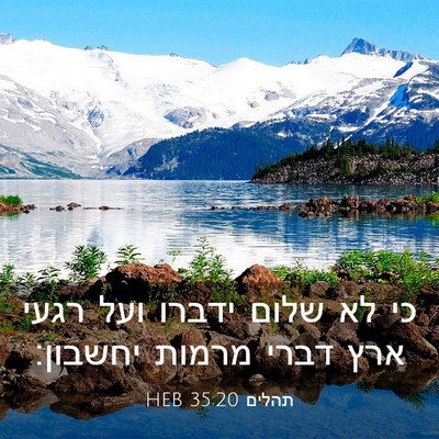 Picture 03 - תהלים 35:20 HEB - כי לא שלום ידברו ועל רגעי - Bible Verse Picture
