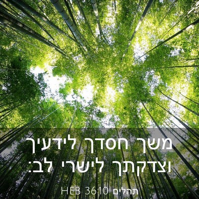 Picture 03 - תהלים 36:10 HEB - משך חסדך לידעיך וצדקתך - Bible Verse Picture