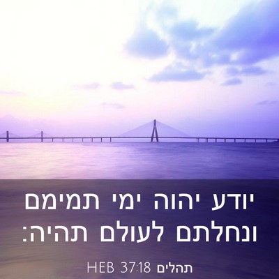 Picture 03 - תהלים 37:18 HEB - יודע יהוה ימי תמימם ונחלתם - Bible Verse Picture