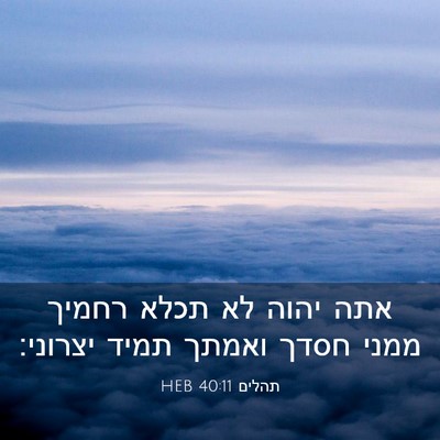 Picture 03 - תהלים 40:11 HEB - אתה יהוה לא תכלא רחמיך ממני - Bible Verse Picture