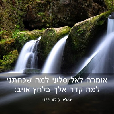 Picture 03 - תהלים 42:9 HEB - אומרה לאל סלעי למה שכחתני - Bible Verse Picture