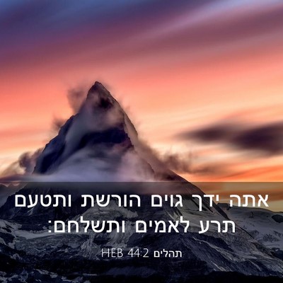 Picture 03 - תהלים 44:2 HEB - אתה ידך גוים הורשת ותטעם - Bible Verse Picture