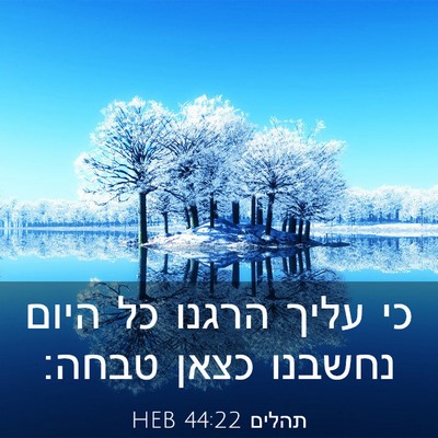 Picture 03 - תהלים 44:22 HEB - כי עליך הרגנו כל היום - Bible Verse Picture