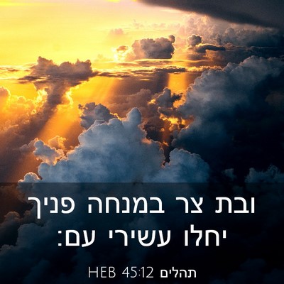 Picture 03 - תהלים 45:12 HEB - ובת צר במנחה פניך יחלו - Bible Verse Picture