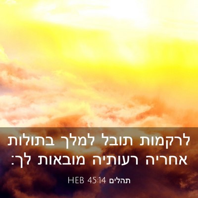 Picture 03 - תהלים 45:14 HEB - לרקמות תובל למלך בתולות - Bible Verse Picture