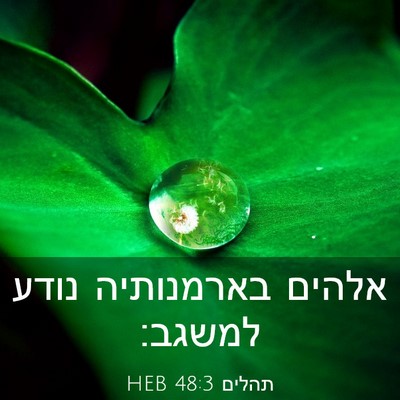 Picture 03 - תהלים 48:3 HEB - אלהים בארמנותיה נודע - Bible Verse Picture