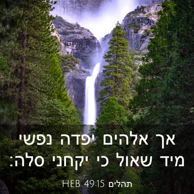 Picture 03 - תהלים 49:15 HEB - אך אלהים יפדה נפשי מיד שאול - Bible Verse Picture