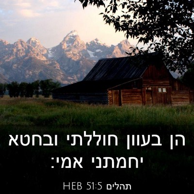 Picture 03 - תהלים 51:5 HEB - הן בעוון חוללתי ובחטא - Bible Verse Picture