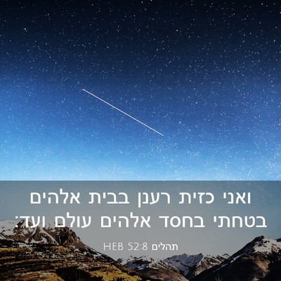 Picture 03 - תהלים 52:8 HEB - ואני כזית רענן בבית אלהים - Bible Verse Picture