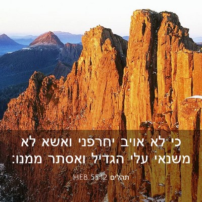 Picture 03 - תהלים 55:12 HEB - כי לא אויב יחרפני ואשא לא - Bible Verse Picture