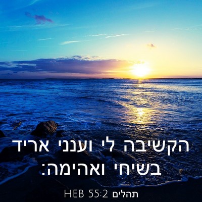 Picture 03 - תהלים 55:2 HEB - הקשיבה לי וענני אריד בשיחי - Bible Verse Picture