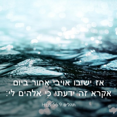 Picture 03 - תהלים 56:9 HEB - אז ישובו אויבי אחור ביום - Bible Verse Picture