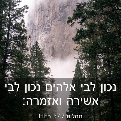 Picture 03 - תהלים 57:7 HEB - נכון לבי אלהים נכון לבי - Bible Verse Picture