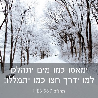 Picture 03 - תהלים 58:7 HEB - ימאסו כמו מים יתהלכו למו - Bible Verse Picture