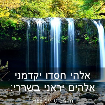 Picture 03 - תהלים 59:10 HEB - אלהי חסדו יקדמני אלהים - Bible Verse Picture