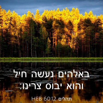 Picture 03 - תהלים 60:12 HEB - באלהים נעשה חיל והוא יבוס - Bible Verse Picture