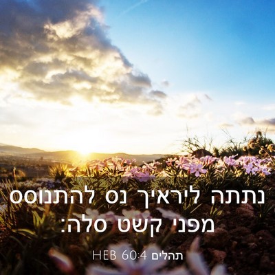 Picture 03 - תהלים 60:4 HEB - נתתה ליראיך נס להתנוסס - Bible Verse Picture
