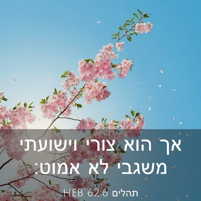 Picture 03 - תהלים 62:6 HEB - אך הוא צורי וישועתי משגבי - Bible Verse Picture