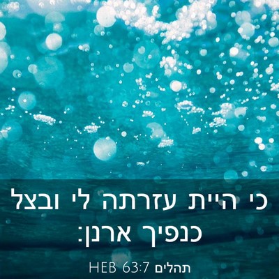 Picture 03 - תהלים 63:7 HEB - כי היית עזרתה לי ובצל כנפיך - Bible Verse Picture