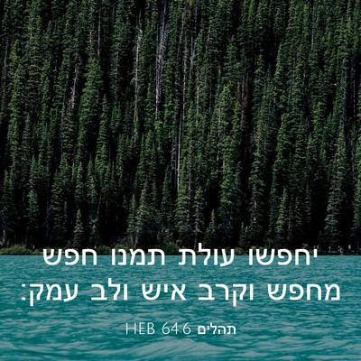 Picture 03 - תהלים 64:6 HEB - יחפשו עולת תמנו חפש מחפש - Bible Verse Picture