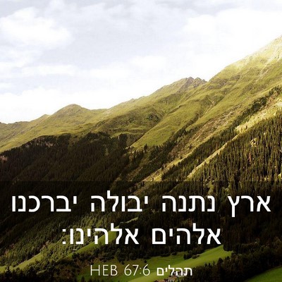 Picture 03 - תהלים 67:6 HEB - ארץ נתנה יבולה יברכנו - Bible Verse Picture