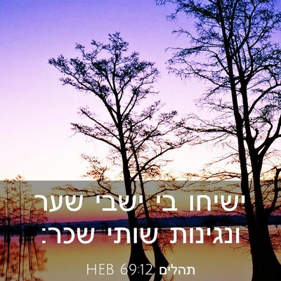 Picture 03 - תהלים 69:12 HEB - ישיחו בי ישבי שער ונגינות - Bible Verse Picture
