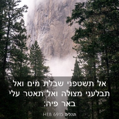 Picture 03 - תהלים 69:15 HEB - אל תשטפני שבלת מים ואל - Bible Verse Picture