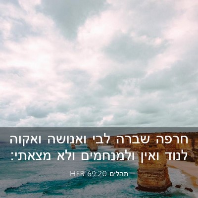 Picture 03 - תהלים 69:20 HEB - חרפה שברה לבי ואנושה ואקוה - Bible Verse Picture