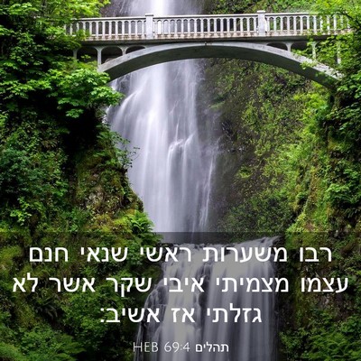 Picture 03 - תהלים 69:4 HEB - רבו משערות ראשי שנאי חנם - Bible Verse Picture