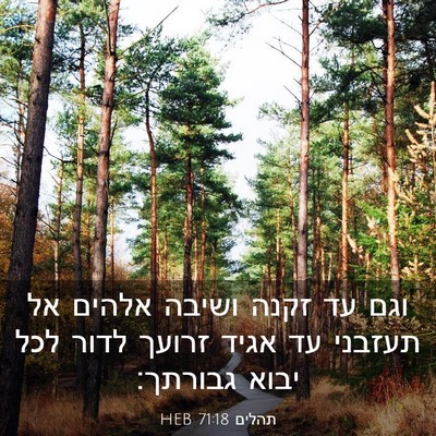 Picture 03 - תהלים 71:18 HEB - וגם עד זקנה ושיבה אלהים אל - Bible Verse Picture
